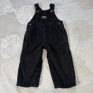 Oshkosh Vestbak Black Corduroy Cargo Overalls Size 18 Months